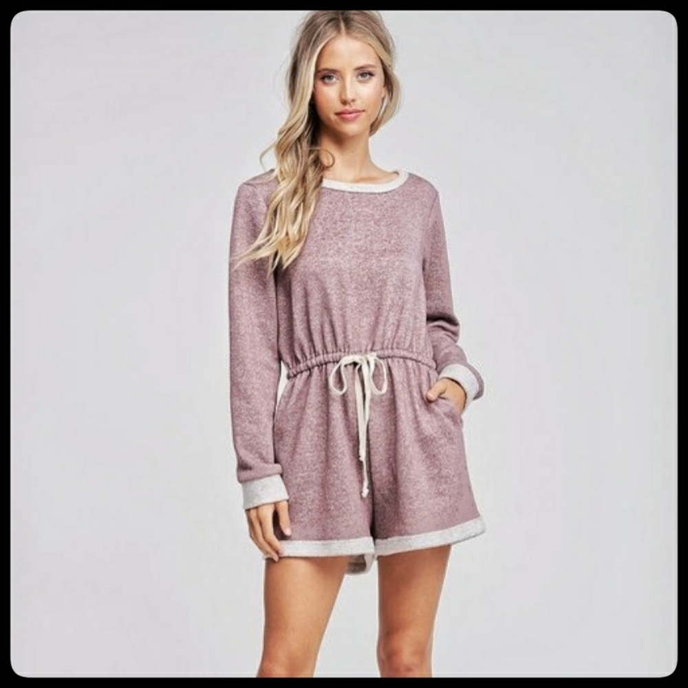 French Terry Romper, Long Sleeve, Mocha, NWT